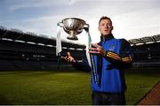 11 December 2012; Paul Flynn, DCU, with the O'Byrne Cup, at the launch of the Bord na Mona Leinster GAA Series 2013. Croke Park, Dublin. Picture credit: David Maher / SPORTSFILE