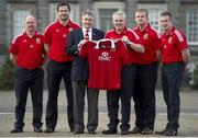12 December 2012; British and Irish Lions tour manager Andy Irvine, third from left, with from left to right, team doctor James Robson, assistant coach Andy Farrell, British and Irish Lions head coach Warren Gatland, with assistant coaches Graham Rowntree and Rob Howley after the British & Irish Lions team management announcement for the 2013 tour. Hopetoun House, South Queensferry Edinburgh, Scotland.Picture credit: Jeff Holmes / SPORTSFILE