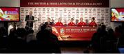 12 December 2012; British and Irish Lions tour manager Andy Irvine, left, with, from left to right, British and Irish Lions coach Warren Gatland, assistants Rob Howley, Graham Rowntree and Andy Farrell during the British & Irish Lions team management announcement for the 2013 tour. Hopetoun House, South Queensferry Edinburgh, Scotland.Picture credit: Jeff Holmes / SPORTSFILE