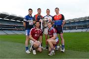 12 December 2012; In attendance at Croke Park where the draws for the 2013 Irish Daily Mail Higher Education GAA Championships were made, are Fitzgibbon Cup hurlers, clockwise, from left, David Treacy, DIT, Seamus Callinan, Limerick IT, Shane Golden, UL, Wayne Hutchinson, WIT, Ger O'Halloran, GMIT and Barry Daly, NUI Galway. The draws are available on www.he.gaa.ie. Croke Park, Dublin. Picture credit: Brendan Moran / SPORTSFILE