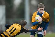 12 December 2012; Luke Mather, CBS Naas, is tackled by Matthew Melvin, St. Patrick’s Classical School. McMullen Cup Final, CBS Naas v St. Patrick’s Classical School, Ashbourne RFC, Ashbourne, Co. Meath. Picture credit: David Maher / SPORTSFILE