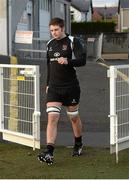 13 December 2012; Ulster's Ian Henderson arrives for squad training ahead of their Heineken Cup 2012/13, Pool 4, Round 4, game against Northampton Saints on Saturday. Ulster Rugby Squad Training, Ravenhill Park, Belfast, Co. Antrim. Picture credit: Oliver McVeigh / SPORTSFILE