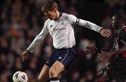 4 March 2003; Teddy Sheringham, Tottenham Hotspur, in action against Mark Rutherford, Bohemians. Soccer friendly, Bohemians v Tottenham Hotspur, Dalymount Park, Dublin. Picture credit; David Maher / SPORTSFILE *EDI*