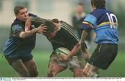 8 March 2003; Alan Kingsley, Portlaoise, in action against Aidan McEntee, left, and David Delahunt, Navan. Harry Gale U.20 League Final, Navan v Portlaoise, Park Avenue, Dublin. Rugby. Picture credit; Pat Murphy / SPORTSFILE