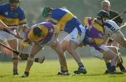 16 March 2003; Mark O'Leary, Tipperary, left, Rory Mallon, Wexford, Eamon Ryan, Tipperary, Darren Stamp, Wexford and Lar Corbett, Tipperary, vie for possession. Allianz National Hurling League, Tipperary v Wexford, McDonagh Park, Nenagh, County Tipperary. Picture credit; Ray McManus / SPORTSFILE *EDI*