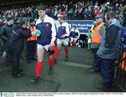 8 March 2003; French Captain, Fabien pelous leads his side out before the game , RBS Six Nations Rugby Championship, Ireland v France, Lansdowne Road, Dublin. Picture credit; Brendan Moran / SPORTSFILE