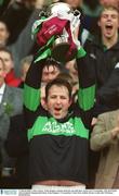 17 March 2003; Colin Corkery, Nemo Rangers captain, holds the cup aloft after victory over Crossmolina. AIB All-Ireland Club Football Championship Final, Nemo Rangers v Crossmolina, Croke Park, Dublin. Picture credit; Ray McManus / SPORTSFILE