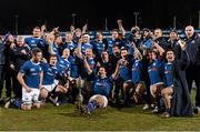 14 December 2012; St. Mary's College celebrate with the cup after the game. Leinster Senior League Cup Final, St. Mary's College v Lansdowne, Donnybrook Stadium, Donnybrook, Dublin. Photo by Sportsfile