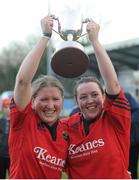 15 December 2012; Munster's Heather O'Brien, left, and Gillian Bourke lift the cup. Women's Interprovincial, Leinster v Munster, Ashbourne RFC, Ashbourne, Co. Meath. Picture credit: Pat Murphy / SPORTSFILE