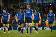 15 December 2012; Dejected Leinster players, from left, Cian Healy, Fergus McFadden, Leo Cullen, Sean O'Brien and Michael Bent leave the pitch after the game. Heineken Cup 2012/13, Pool 5, Round 4, Leinster v ASM Clermont Auvergne, Aviva Stadium, Lansdowne Road, Dublin. Picture credit: Stephen McCarthy / SPORTSFILE