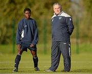 15 December 2012; Jean-Yves Poame, Republic of Ireland, alongside manager Niall Harrison during squad training. Republic of Ireland U15 Squad Training, AUL Complex, Clonshaugh, Dublin. Picture credit: Barry Cregg / SPORTSFILE