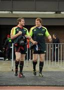 18 December 2012; Munster's Mike Sherry, left, and Stephen Archer make their way out for squad training session ahead of their Celtic League 2012/13 game against Connacht on Saturday. University of Limerick, Limerick. Picture credit: Diarmuid Greene / SPORTSFILE