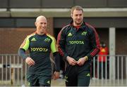 18 December 2012; Munster's Peter Stringer, left, and Johne Murphy make their way out for squad training session ahead of their Celtic League 2012/13 game against Connacht on Saturday. University of Limerick, Limerick. Picture credit: Diarmuid Greene / SPORTSFILE