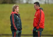 18 December 2012; Munster head coach Rob Penney, right, in conversation with backs coach Simon Mannix during squad training ahead of their Celtic League 2012/13 game against Connacht on Saturday. University of Limerick, Limerick. Picture credit: Diarmuid Greene / SPORTSFILE