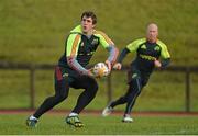 18 December 2012; Munster's Ian Keatley, supported by team-mate Peter Stringer, in action during squad training ahead of their Celtic League 2012/13 game against Connacht on Saturday. University of Limerick, Limerick. Picture credit: Diarmuid Greene / SPORTSFILE