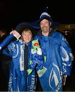 21 December 2012; Leinster supporters Miriam Byrne, from Clondalkin, and Nick Wheeler, from Lucan, both Co. Dublin, before the game. Celtic League 2012/13, Round 11, Ulster v Leinster, Ravenhill Park, Belfast, Co. Antrim. Photo by Sportsfile