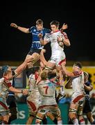21 December 2012; Iain Henderson, Ulster, wins possession for his side in a lineout ahead of Jamie Heaslip, Leinster. Celtic League 2012/13, Round 11, Ulster v Leinster, Ravenhill Park, Belfast, Co. Antrim. Photo by Sportsfile