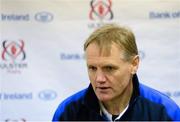 21 December 2012; Leinster head coach Joe Schmidt during a post-match press conference. Celtic League 2012/13, Round 11, Ulster v Leinster, Ravenhill Park, Belfast, Co. Antrim. Picture credit: Oliver McVeigh / SPORTSFILE