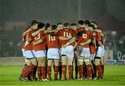 22 December 2012; The Munster team gather together in a huddle before the game. Celtic League 2012/13, Round 11, Connacht v Munster, Sportsground, Galway. Picture credit: Diarmuid Greene / SPORTSFILE