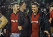 22 December 2012; Munster's Dave Kilcoyne, left, and Stephen Archer after victory over Connacht. Celtic League 2012/13, Round 11, Connacht v Munster, Sportsground, Galway. Picture credit: Diarmuid Greene / SPORTSFILE