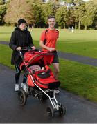 25 December 2012; Club secretary Bernard Lynch with his wife Janja and five month old daughter Isabella 'compete' in the Raheny Shamrock A.C. Christmas Morning Dash Christmas Day 2012, St Annes Park, Raheny,  Dublin. Picture credit: Ray McManus / SPORTSFILE