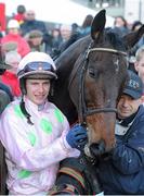 26 December 2012; Jockey Paul Townend with his mount Arvika Ligeonniere after winning the Racing Post Novice Steeplechase. Leopardstown Christmas Racing Festival 2012, Leopardstown Racetrack, Leopardstown, Co. Dublin. Picture credit: Pat Murphy / SPORTSFILE