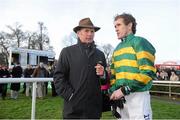 27 December 2012; Racing manager to JP McManus Frank Berry in conversation with jockey Tony McCoy after Colbert Station won the Paddy Power Steeplechase. Leopardstown Christmas Racing Festival 2012, Leopardstown Racetrack, Leopardstown, Co. Dublin. Picture credit: Pat Murphy / SPORTSFILE