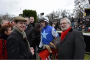 28 December 2012; Jockey Ruby Walsh with owners Brian Whelan Snr and Brian Og Whelan after the Star Best For Racing Christmas Rated Hurdle. Leopardstown Christmas Racing Festival 2012, Leopardstown Racetrack, Leopardstown, Co. Dublin. Picture credit: Matt Browne / SPORTSFILE