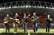 29 December 2012; Hermitage Green, featuring former Munster player Barry Murphy, centre, perform before the game. Celtic League 2012/13, Round 12, Munster v Ulster, Thomond Park, Limerick. Picture credit: Diarmuid Greene / SPORTSFILE
