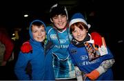 29 December 2012; Leinster supporters Cameron Rock, left, from Dalkey, Co. Dublin, Nathan and Elliot Johns, right, from Sandycove, Co. Dublin, at the game. Celtic League 2012/13, Round 12, Leinster v Connacht, RDS, Ballsbridge, Dublin. Photo by Sportsfile