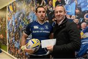 29 December 2012; Andrew Goodman, Leinster, is presented with the Most Valued Player Award, sponsored by Alan Bateson, Volkswagen. Celtic League 2012/13, Round 12, Leinster v Connacht, RDS, Ballsbridge, Dublin. Picture credit: David Maher / SPORTSFILE