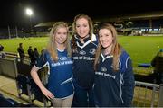 29 December 2012; Leinster supporters Stephanie Myles, Lianne Casey and Katie Ryan, from Blackrock, Dublin, at the game. Celtic League 2012/13, Round 12, Leinster v Connacht, RDS, Ballsbridge, Dublin. Picture credit: Matt Browne / SPORTSFILE