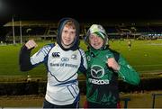 29 December 2012; Leinster supporter Robert Lawless, from Moynalvey, Co. Meath, and Connacht supporter Evan Cannon, from Athenry, Co. Galway, at the game. Celtic League 2012/13, Round 12, Leinster v Connacht, RDS, Ballsbridge, Dublin. Picture credit: Matt Browne / SPORTSFILE