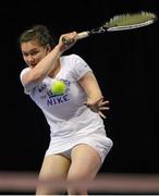 30 December 2012; Hannah May Morrissey, Cashel, Co. Tipperary, in action against Holly Monaghan, Carrickmines, Dublin, during their women's singles semi-final match. Wilson National Indoor Tennis Championship Semi-Finals, David Lloyd, Riverview, Clonskeagh, Dublin. Picture credit: Pat Murphy / SPORTSFILE