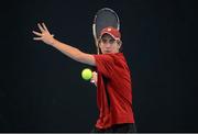 31 December 2012; John Morrissey, Donnybrook, Dublin, in action against Colin O'Brien, Malahide, Dublin, during their men's singles final match. Wilson National Indoor Tennis Championship Finals, David Lloyd, Riverview, Clonskeagh, Dublin. Photo by Sportsfile