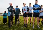 1 January 2013; Jim Gavin, left, Dublin manager at the end of the game. Annual Football Challenge 2013, Dublin v Dublin Blue Stars, St Peregrine's Club, Blakestown Road, Dublin. Picture credit: David Maher / SPORTSFILE