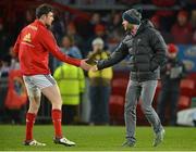 29 December 2012; Munster's Felix Jones and former Munster player Barry Murphy exchange a handshake before the game. Celtic League 2012/13, Round 12, Munster v Ulster, Thomond Park, Limerick. Picture credit: Diarmuid Greene / SPORTSFILE