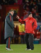 29 December 2012; Munster head coach Rob Penney, left, and Ulster head coach Mark Anscombe in conversation before the game. Celtic League 2012/13, Round 12, Munster v Ulster, Thomond Park, Limerick. Picture credit: Diarmuid Greene / SPORTSFILE