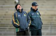 5 January 2013; New Kerry manager Eamonn Fitzmaurice, right, with selector Mikey Sheehy before the game. McGrath Cup, Preliminary Round, Kerry v IT Tralee, Fitzgerald Stadium, Killarney, Co. Kerry. Picture credit: Brendan Moran / SPORTSFILE