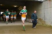 6 January 2013; Niall McNamee, Offaly, leads out his team-mates out before the start of the game. Bórd na Móna O'Byrne Cup, Group C, Offaly v Laois, O'Connor Park, Tullamore, Co. Offaly. Picture credit: Barry Cregg / SPORTSFILE