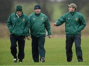 6 January 2013; Meath manager Mick O'Dowd, right, with his selectors Trevor Giles, left, and Sean Kelly. Bórd na Móna O'Byrne Cup, Group A, Longford v Meath, Ballymahon GAA club, Ballymahon, Co. Longford. Picture credit: Brian Lawless / SPORTSFILE