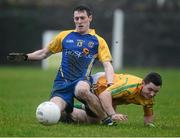6 January 2013; Conor Devaney, Roscommon, in action against Danny Beck, Leitrim. Connacht FBD League, Section B, Roscommon v Leitrim, Elphin GAA Club, Elphin, Co. Roscommon. Picture credit: David Maher / SPORTSFILE