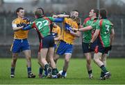 6 January 2013; Players from both teams tussle off the ball during the game. McGrath Cup, Preliminary Round, Clare v Limerick Institute of Technology, St Josephs Miltown Malbay GAA Club, Miltown Malbay, Co. Clare. Picture credit: Diarmuid Greene / SPORTSFILE