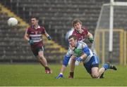 6 January 2013; Carl O'Connor, Monaghan, in action against James Duffy, St Mary's University, Belfast. Power NI Dr. McKenna Cup, Section A, Round 1, Monaghan v St Mary's University, Belfast, St Tiernach's Park, Clones, Co. Monaghan. Picture credit: Philip Fitzpatrick / SPORTSFILE