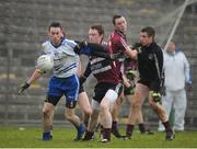 6 January 2013; Stephen Smith, Monaghan, in action against Ruairi Loughran, St Mary's University, Belfast. Power NI Dr. McKenna Cup, Section A, Round 1, Monaghan v St Mary's University, Belfast, St Tiernach's Park, Clones, Co. Monaghan. Picture credit: Philip Fitzpatrick / SPORTSFILE