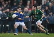 6 January 2013; Shane Mulligan, Longford, in action against Paddy Gilsenan, Meath. Bórd na Móna O'Byrne Cup, Group A, Longford v Meath, Ballymahon GAA club, Ballymahon, Co. Longford. Picture credit: Brian Lawless / SPORTSFILE