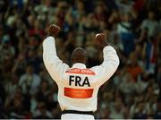 3 August 2012; Teddy Reiner, France, celebrates his victory over Alexander Mikhaylin, Russia, following their men's +100kg final. London 2012 Olympic Games, Judo, ExCeL Arena, Royal Victoria Dock, London, England. Picture credit: Stephen McCarthy / SPORTSFILE