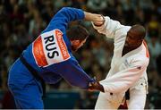 3 August 2012; Teddy Reiner, France, right, in action against Alexander Mikhaylin, Russia, during their men's +100kg final. London 2012 Olympic Games, Judo, ExCeL Arena, Royal Victoria Dock, London, England. Picture credit: Stephen McCarthy / SPORTSFILE