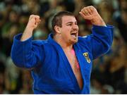 3 August 2012; Andreas Toelzer, Germany, celebrates his men's +100kg bronze medal match victory over Ihar Makarau, Belarus. London 2012 Olympic Games, Judo, ExCeL Arena, Royal Victoria Dock, London, England. Picture credit: Stephen McCarthy / SPORTSFILE