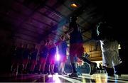 11 January 2013; The UCC Demons team are introduced to the crowd before the game. 2013 Basketball Ireland Men's Superleague National Cup Semi-Final, UCC Demons  v Bord Gais Neptune, Neptune Stadium, Cork. Picture credit: Brendan Moran / SPORTSFILE